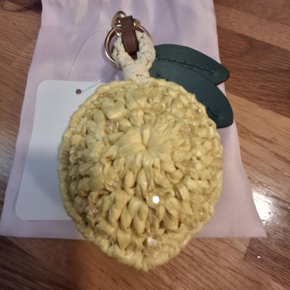 Kate Spade Lemon Printed Slim Bifold Wallet, Cap/ Hat, And Bag Charm Keychain - Picture 4 of 16